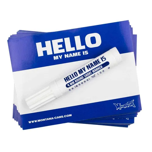 Hello My Name is Stickers - Blue - Montana Cans